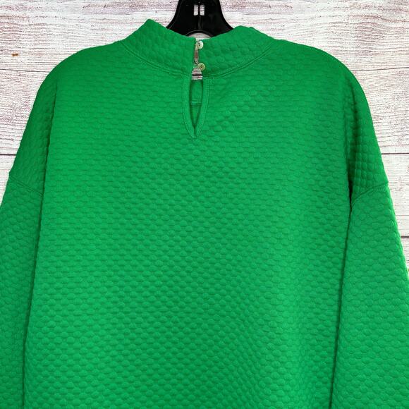 Jodifl Vibrant Green Embossed Mock Neck Textured Dot Sweatshirt Size Medium - Picture 9 of 10